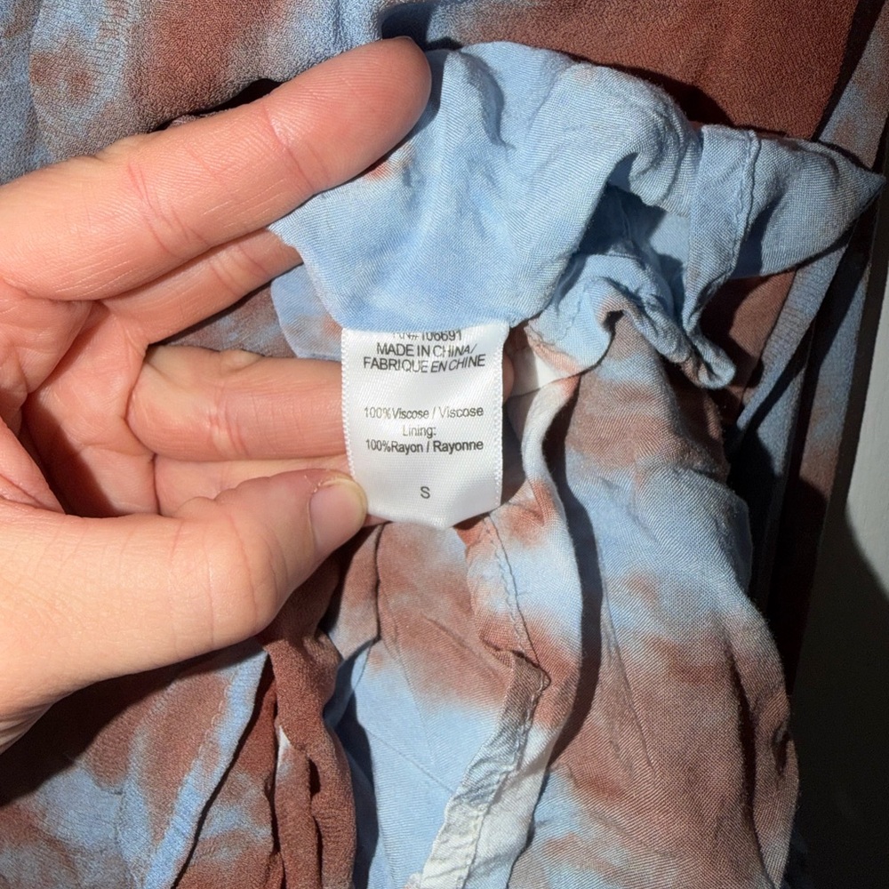 Bohemian Tie-Dye Maxi Dress - Blue and Brown - Picture 5 of 5